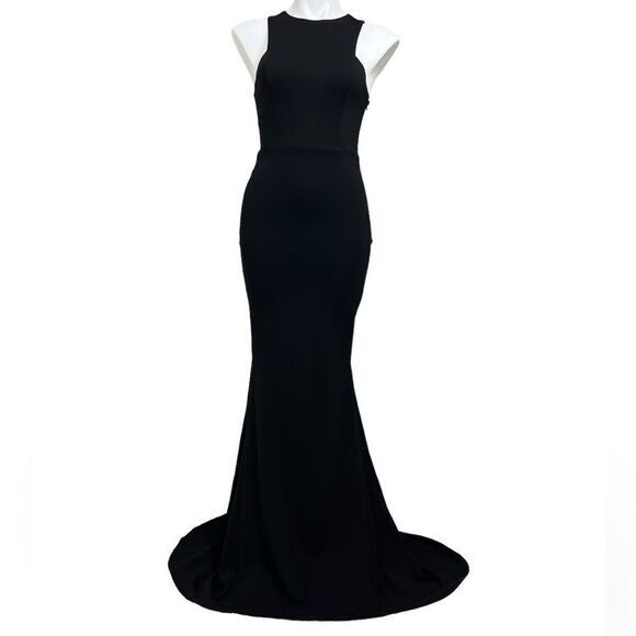 Lovers+ Friends Black Abbey Maxi Gown Size Small Sleeveless Fishtail Style - Picture 2 of 15